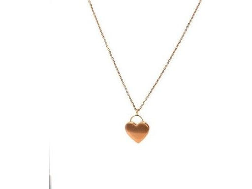 18K Rose Gold Heart Lock Pendant Necklace